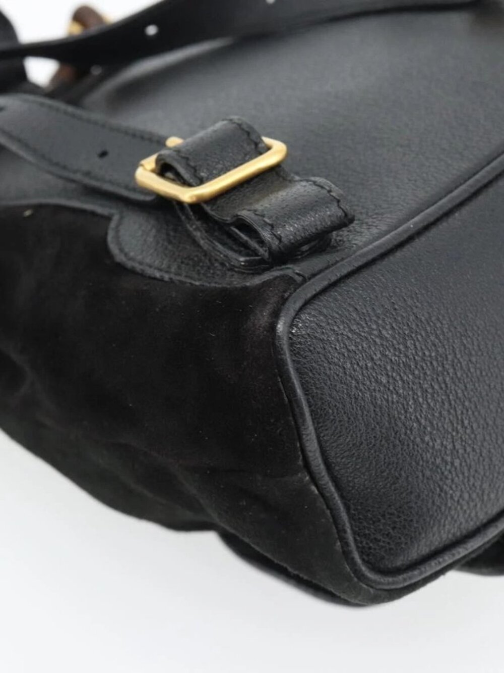 GUCCI Bamboo Backpack Suede Leather Black Auth BA6791 - Picture 9 of 15